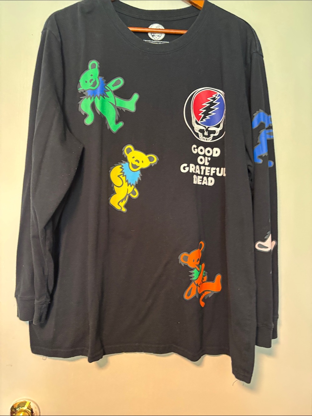 Grateful Dead Black Long-Sleeve Kids Tee with Colorful Dancing Bears